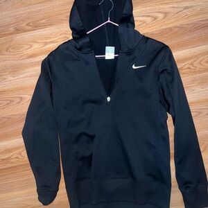 Nike Black Half-Zip Jacket with White Swoosh Tag